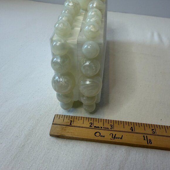 Ivory Acrylic Clutch Pearlized Beaded Purse - Picture 12 of 12